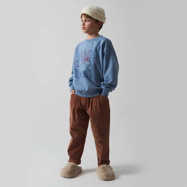 【weekend house kids】Dance All day有機棉大學T(藍色)