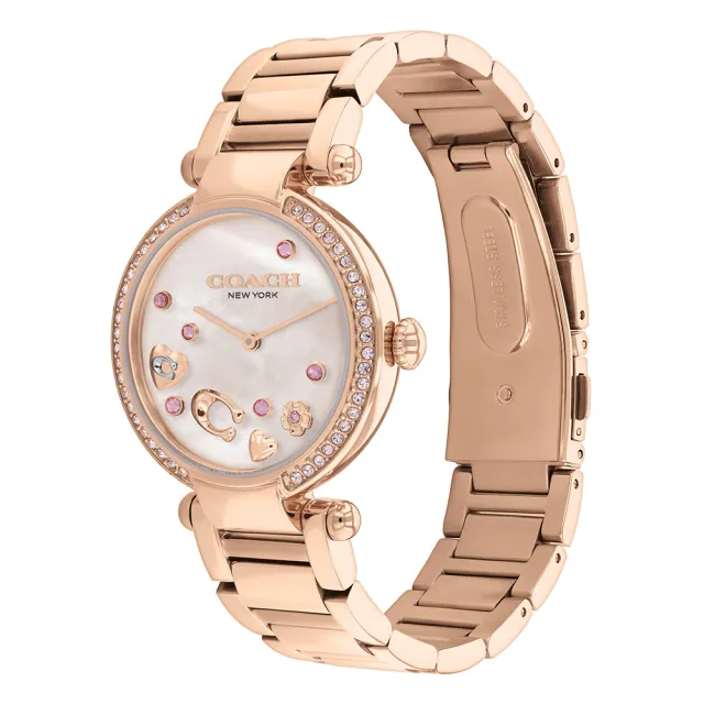 【COACH】官方授權經銷商 動心時刻C字貝面晶鑽石英錶-34mm 雙11 送禮(14504266)