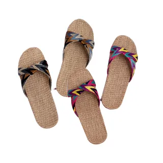 【AXIS 艾克思】繽紛織帶亞麻防滑室內拖鞋_1雙(男/女款)