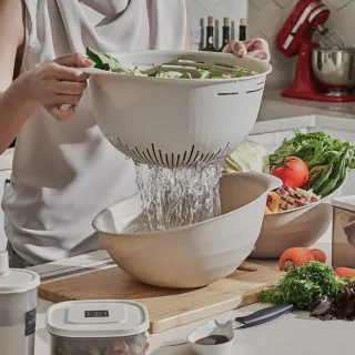 【GINII 基尼家居】DeSui食品級多功能瀝水籃組 金點設計獎 雙層蔬果瀝水籃 台灣製 16L
