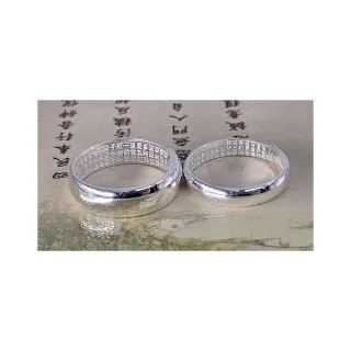 【家家銀飾手工坊】999足銀寬版素面心經戒指(可調式寬版素面心經戒指僻邪保平安)