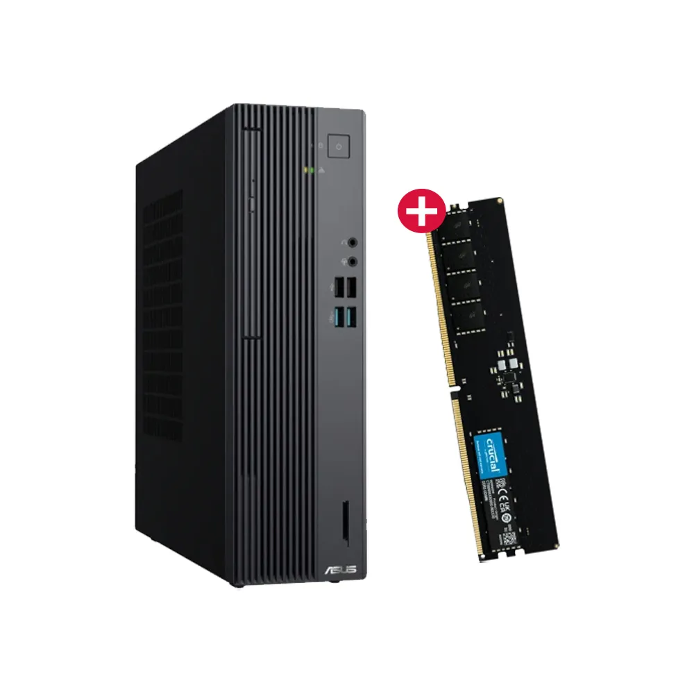 【ASUS 華碩】+8G美光記憶體組★i5十核電腦(i5-14400/8G/1TB+256G SSD/W11/H-S500SER-514400018W)