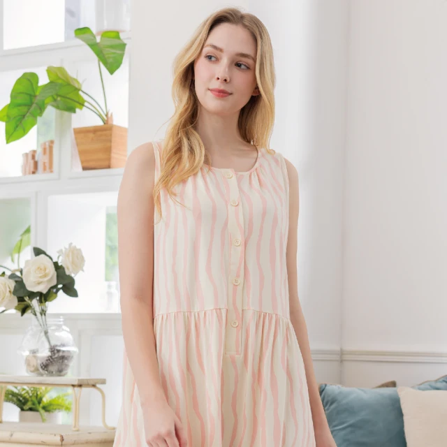 La Felino 羅絲美 天空柔情100%棉無袖洋裝睡衣(