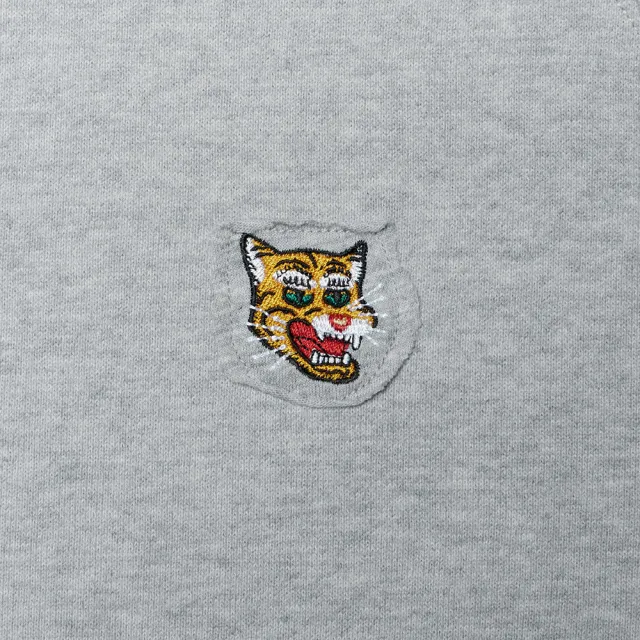 【Onitsuka Tiger】鬼塚虎 灰色刺繡休閒長袖連帽上衣 (2182B265-020)