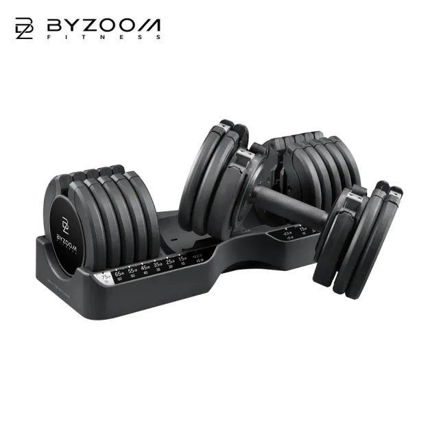 【BYZOOM FITNESS】Pure Series可調式啞鈴75lb/約34kg 雙入+專用啞鈴架(BZ-QCD-75LB+BZ-QCDST-75)