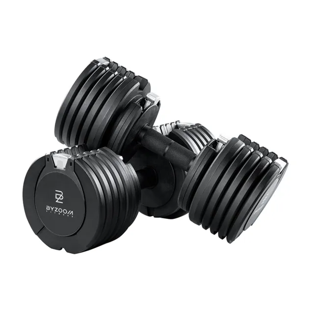 【BYZOOM FITNESS】Pure Series可調式啞鈴27.5lb/約12.5kg 雙入+專用啞鈴架(黑/白二色)