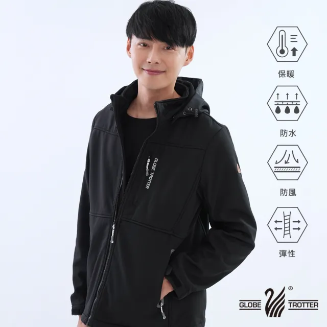 【遊遍天下】男款GlobeTex防水防風保暖刷毛軟殼外套(登山騎車 M-5L 大尺碼)