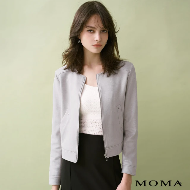 MOMAMOMA 優雅日系仿麂皮外套(灰色)