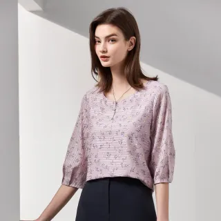 【Master Max】純棉印花五分氣球袖雪紡上衣(8427053)