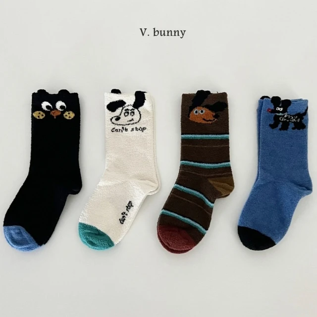韓國 V.Bunny 繽紛兔兔立體耳朵造型短襪4雙組(TM2