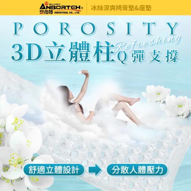 【ANBORTEH 安伯特】冰絲涼爽-座墊-快(涼感座墊 汽車座墊 久坐不悶熱)