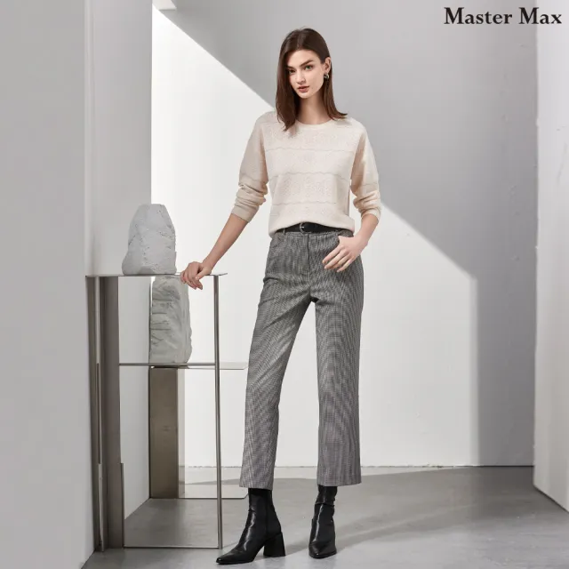 【Master Max】千鳥格紋彈性修身九分直筒褲(8423052)