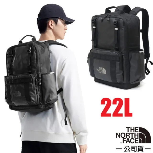 【The North Face】BASE CAMP DAYPACK 多功能大容量雙肩後背包22L_可容16吋筆電(8BK4-BIA 黑瀝灰)