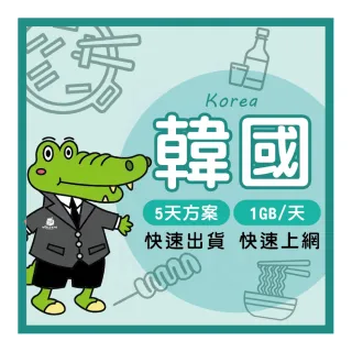 【World King】韓國上網卡_實體/eSIM-5天吃到飽(1GB/日)