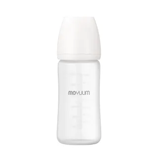 【MOYUUM】韓國 寬口矽膠玻璃奶瓶-雲朵白(240ml)