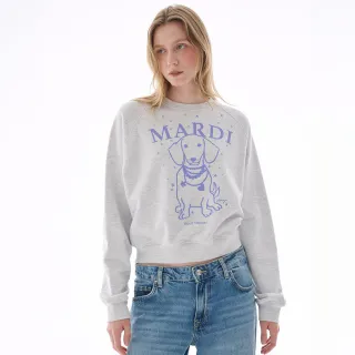 【MARDI MERCREDI】印花落肩大學TEE 麻花色 經典臘腸狗 珍珠項鍊 鑲飾 SWEATSHIRT RAGLAN EMBELLISHED