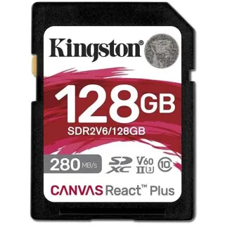【Kingston 金士頓】128GB SDXC Canvas React Plus SDR2V6/128GB V60 280MB/s UHSII 記憶卡(相機記憶卡)