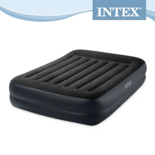 【INTEX】舒適雙層雙人加大充氣床墊-內建電動幫浦-有頭枕-寬152cm(64123ED)