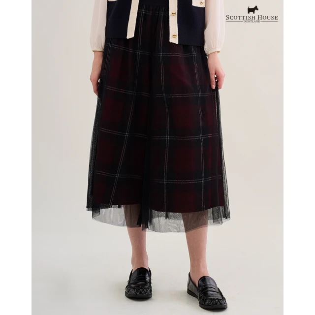 SCOTTISH HOUSE 吊飾狗網紗長褲-紅黑格 CIV