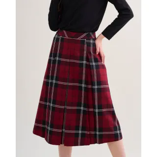 【SCOTTISH HOUSE】鑽狗合褶A型長裙-紅黑格 CIVA2108