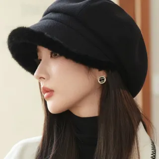【米蘭精品】限時搶購 毛帽貝雷帽(加厚毛絨英倫時尚純色日系高級感女帽子5色74ig42)