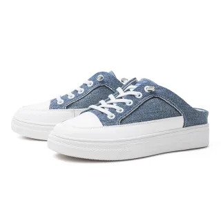 【CHOiCE】牛仔布厚底免綁帶穆勒休閒鞋(藍色)