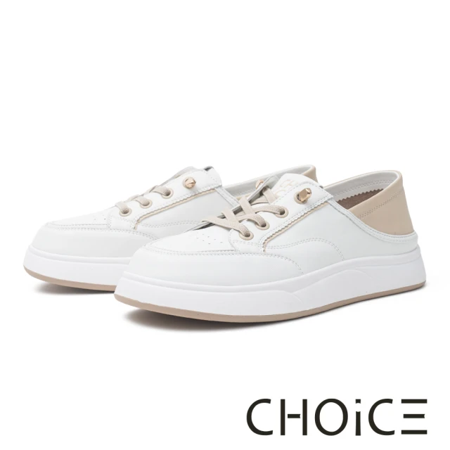 CHOiCE 撞色拼接免綁帶厚底休閒鞋(灰色)好評推薦