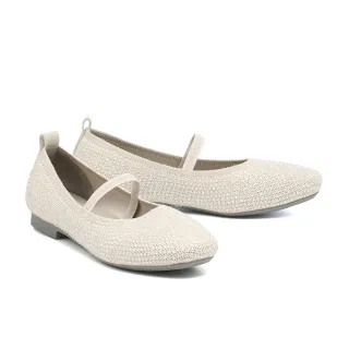 【MELROSE】美樂斯 輕甜閃鑽瑪莉珍飛織布方頭娃娃低跟鞋(灰)