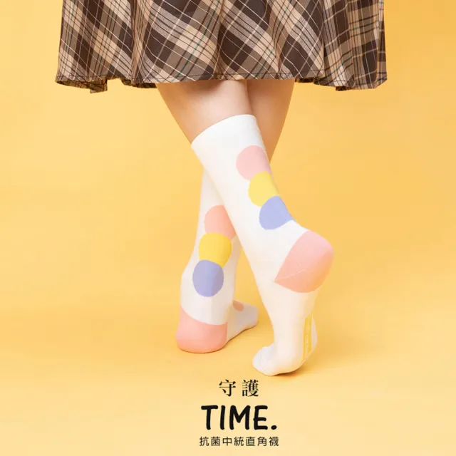 【蒂巴蕾】守護抗菌中統直角襪-Time 光陰 中筒襪(台灣製 設計款襪子 穿搭襪 交換禮物 聖誕禮物 聖誕節)