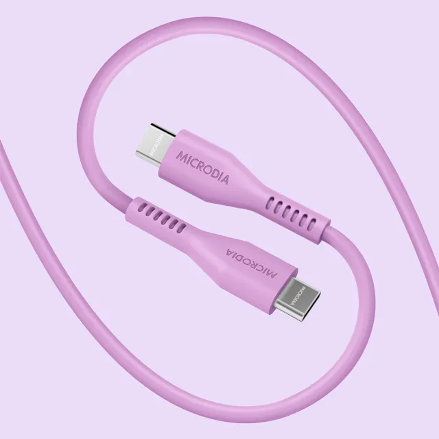 MICRODIA 矽膠充電線1.3M Fruitywire PD100W  USB-C to USB-C