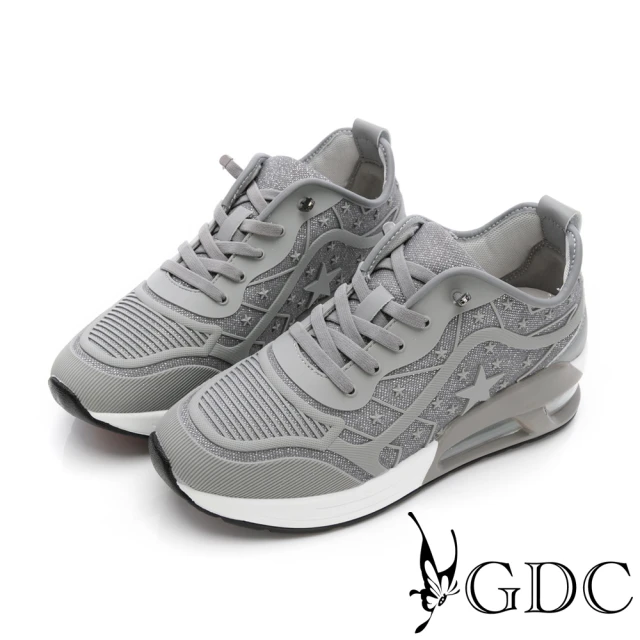 GDCGDC 輕量運動閃耀星彩氣墊厚底休閒鞋-灰(426056-25)