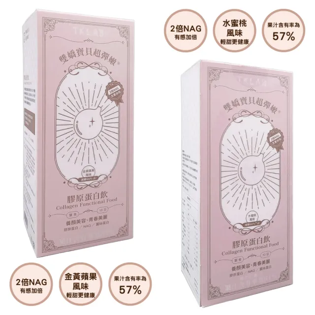 【TKLAB】膠原雙嬌寶貝超彈嫩 膠原蛋白飲x2盒組(水蜜桃風味/金黃蘋果風味/夜膠原飲/雪耳膠原飲)