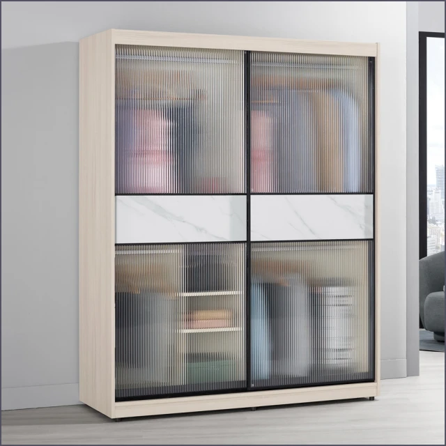 麗得傢居 萊米克7.5尺衣櫃組合 6尺滑門衣櫃+轉角開放櫃 