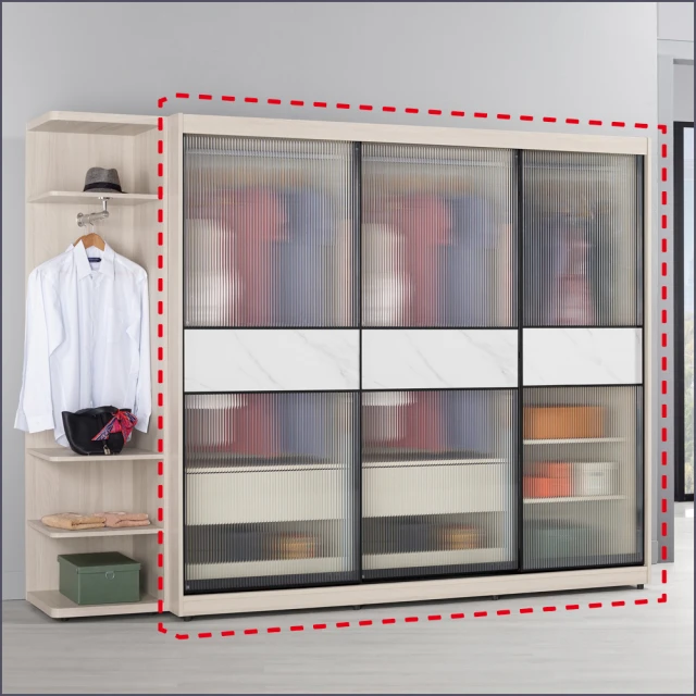 BODEN 米達4.9尺加高型長虹玻璃衣櫃(推/拉門衣櫃+棉