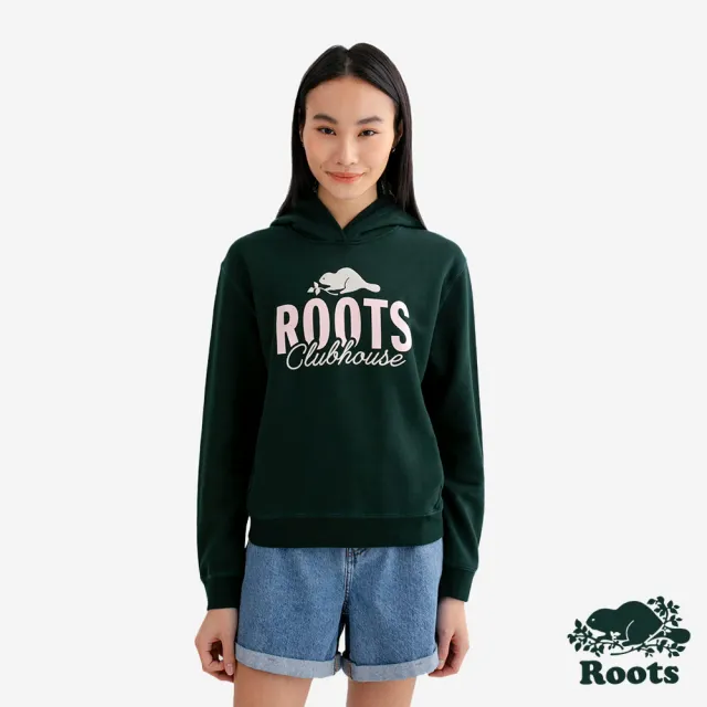 【Roots】Roots女裝- CLUBHOUSE 連帽上衣(深綠色)
