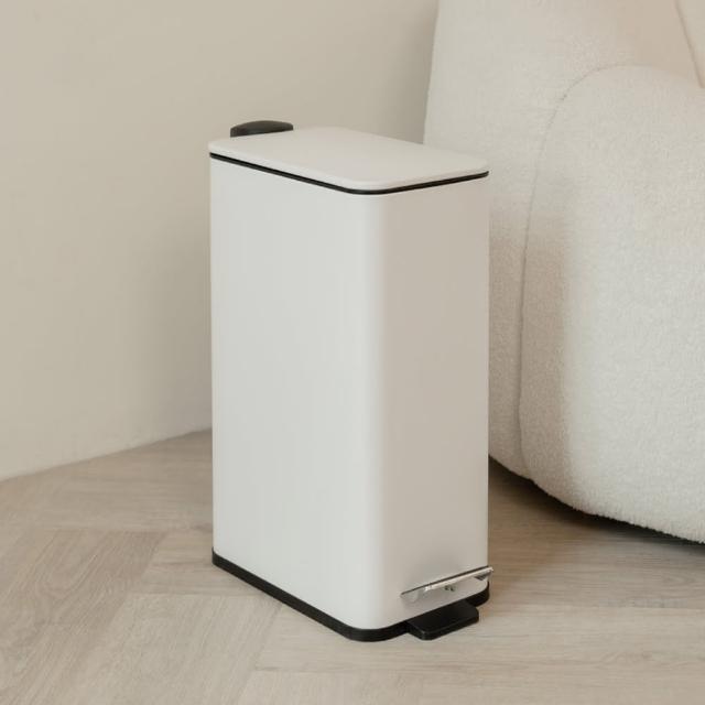 【ikloo 宜酷屋】簡約窄型腳踏式垃圾桶 加高款15L(緩降功能 附提把 輕奢簡約)
