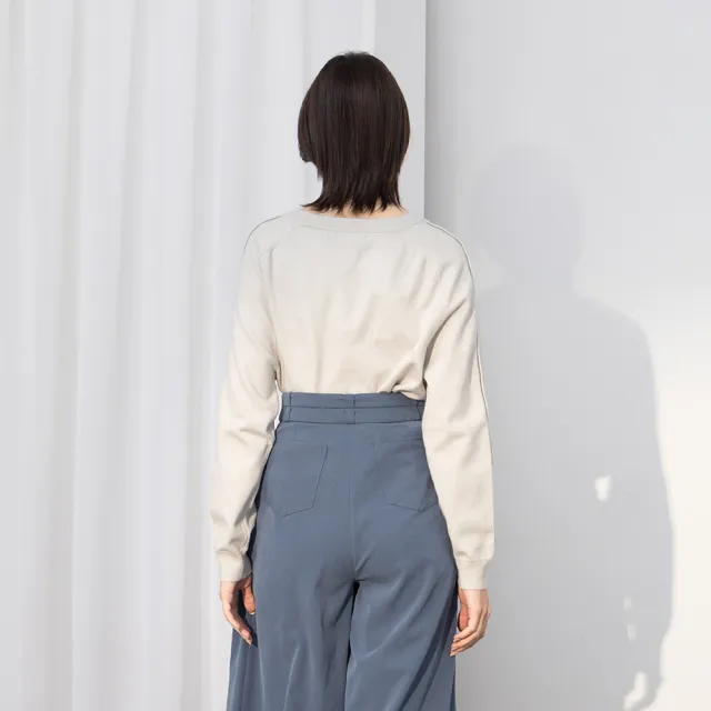 【MASTINA】造型口袋長袖針織衫(粉 灰/魅力商品)