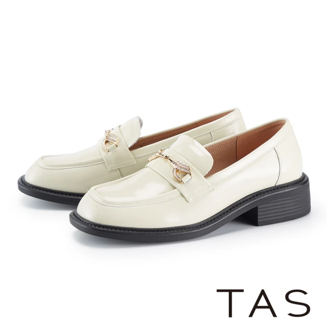 TAS 復古英倫牛皮厚底便仕樂福鞋(黑色)評價推薦