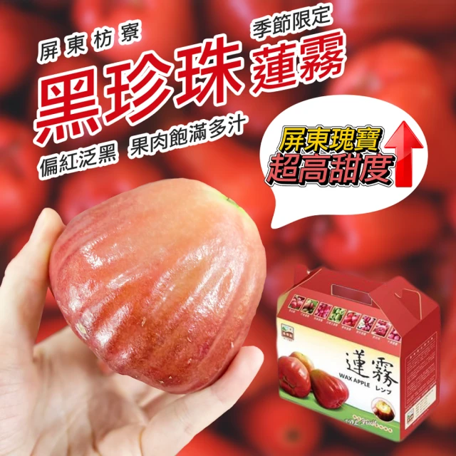 產地直送 屏東林邊黑珍珠蓮霧3台斤X1箱(16-20顆/中顆