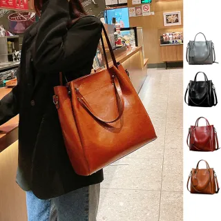 【MAISY】復古氣質油蠟真皮大包 側背包 斜背包(真皮包包 現+預 黑色 / 棕色 / 酒紅色 / 灰