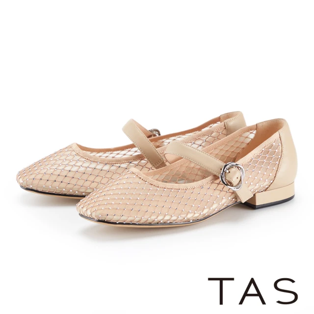 TAS 鑽網透氣一字代瑪莉珍低跟鞋(黑色)優惠推薦