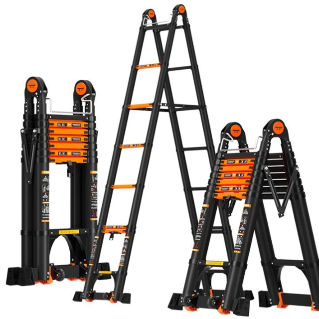 SoogSH （2.1+2.1m）鋁合金伸縮梯子人字梯加厚摺