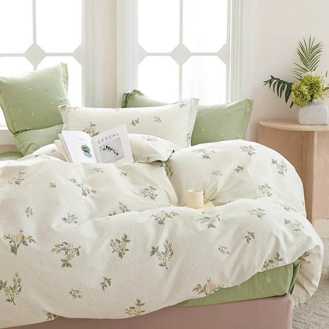 DUYAN 竹漾DUYAN 竹漾 精梳純棉三件式被套床包組 / 云幔香風 台灣製(單人)