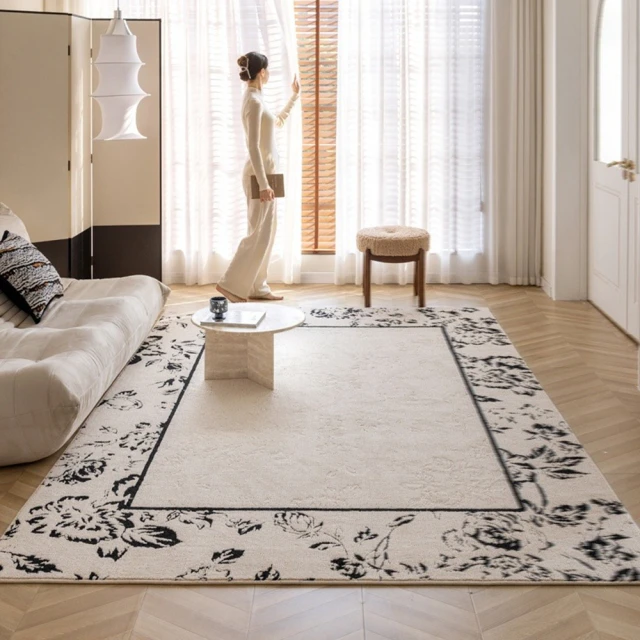 皇家伯爵旗艦店 地毯 法式中古地毯 茶幾沙發毯240CM340CM(雙線鎖邊/棉麻防滑底部/不易褪色/預售15天)