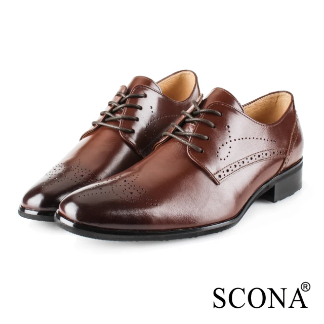 SCONA 蘇格南 全真皮 都會輕量側帶紳士鞋(黑色 084