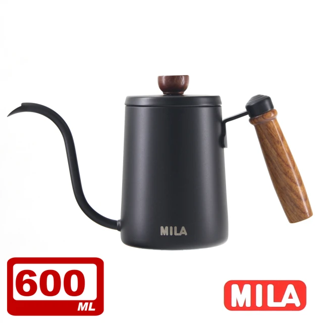 【MILA】木柄鶴嘴不鏽鋼手沖壺、細口壺-600ml(內膽新增刻度標示)
