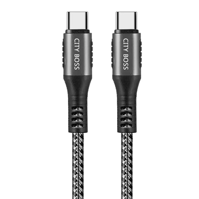 【CITY】35W Gan氮化鎵Type-C PD+USB快充白+勇固Type-C to Type-C 100W閃充編織快充線-200cm(1A1C)