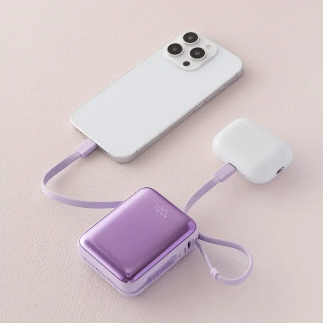 【SOLiDE】Bubble Gum 10000mAh 1孔輸出 迷你雙充頭便攜行動電源(無線/Magsafe/自帶線)