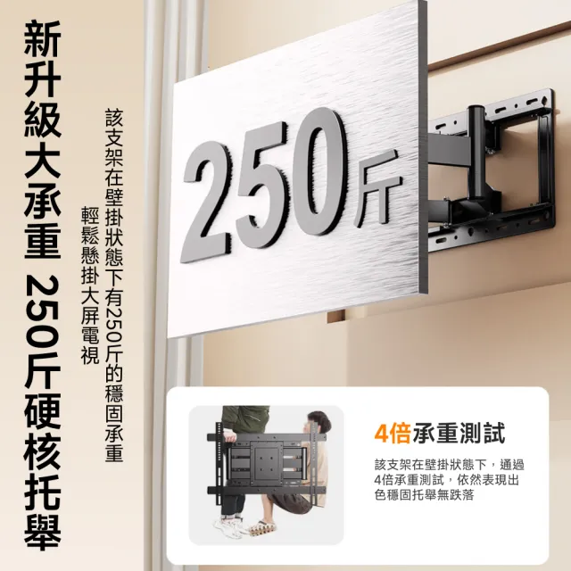 【Secaii 設彩】電視架 壁掛電視架 承重220斤 26-60吋(壁掛電視 超薄電視機架 六臂電視機架 可調節伸縮)