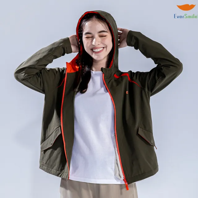 【EverSmile 幸福台灣】女撥水刷毛連帽寬版外套(撥水、抗汙、防風、刷毛保暖、連帽外套)
